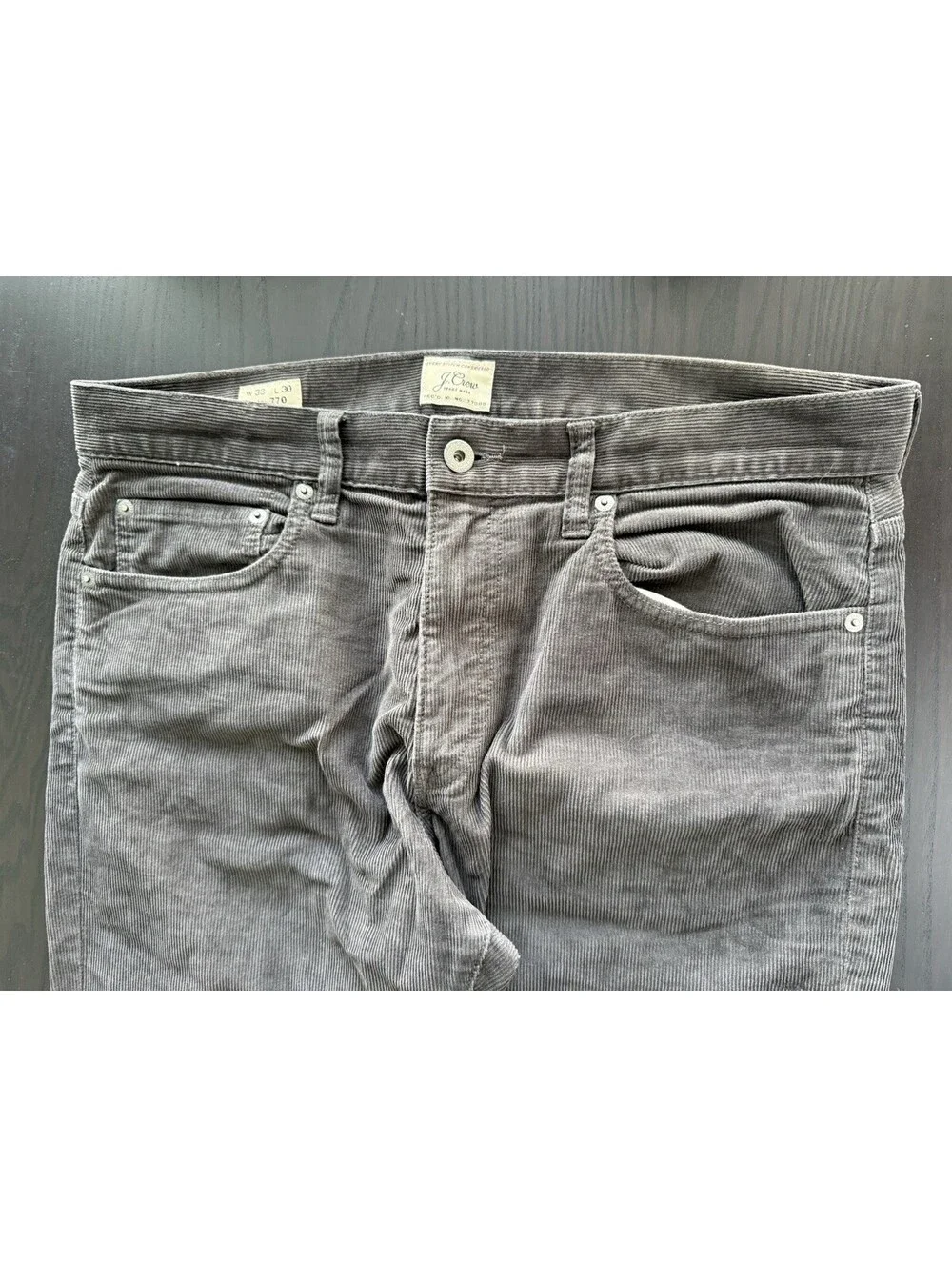 J.CREW Men's Black Cotton Corduroy Pants Style 770 33x30 Straight Leg